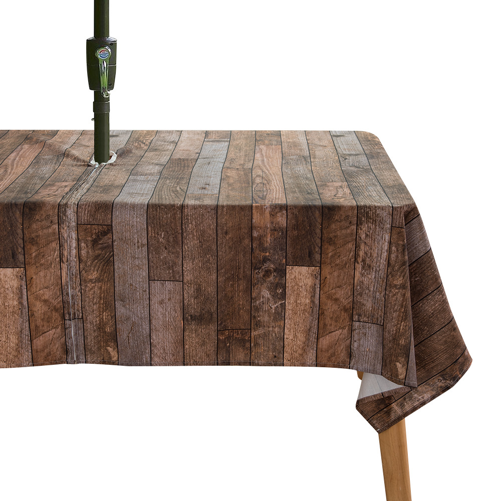 Digital Printed Outdoor Tablecloth with Umbrella Hole Zipper Polyester Waterproof Dining Table Cloth Beach Umbrella Tablecloth