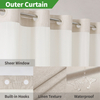 Minimalist Hookless Linen Hotel Shower Curtain with Inner Lining Cationic Linen Bathroom Curtain Set Waterproof