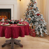 Christmas Decorative Round Table Tablecloth Customized Red Tablecloth with Leaf Print Logo