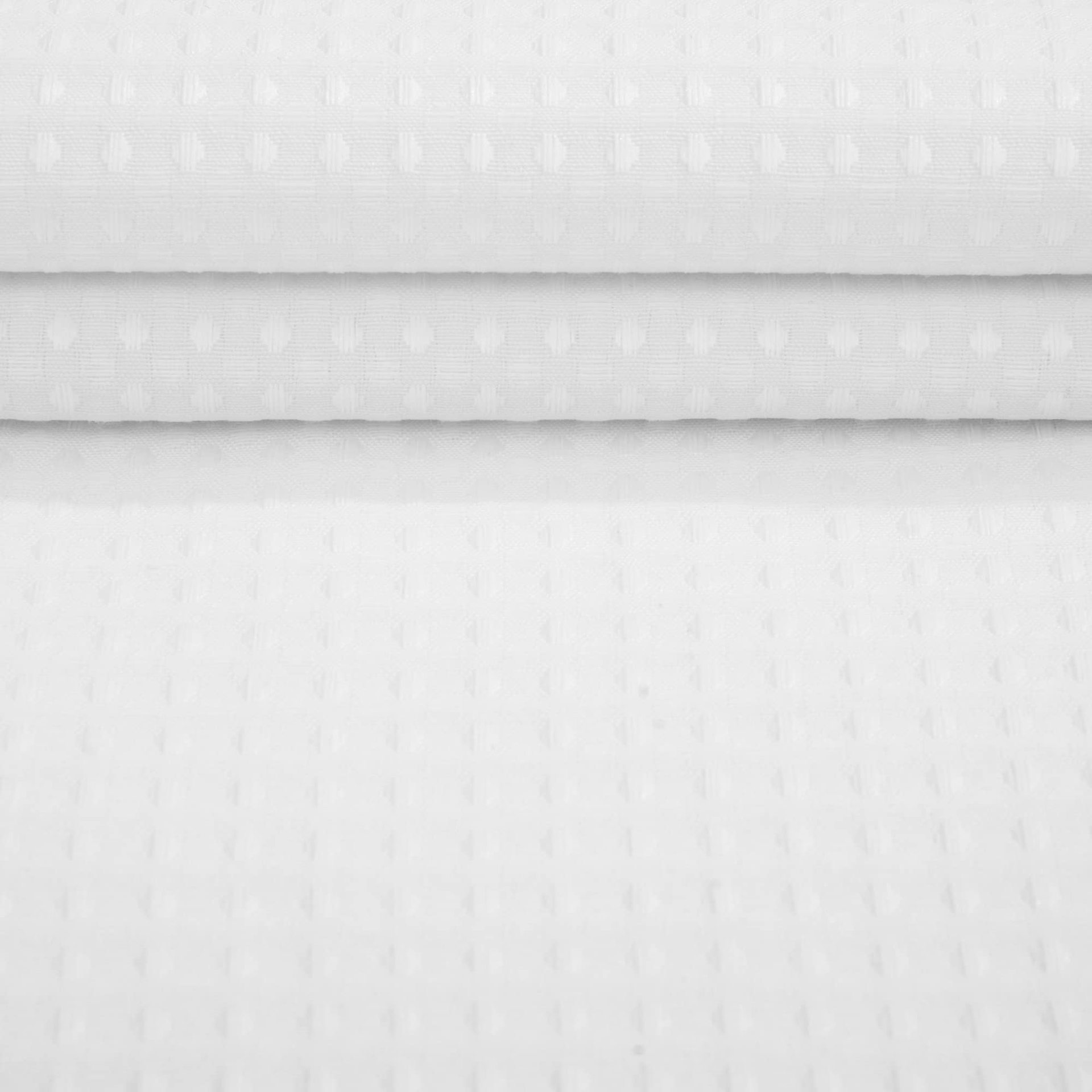 Luxury No Hook Needed Waffle Weave Fabric Shower Curtains Waterproof White Custom Hotel Double Layer Curtain for Bathroom with PP Ring 