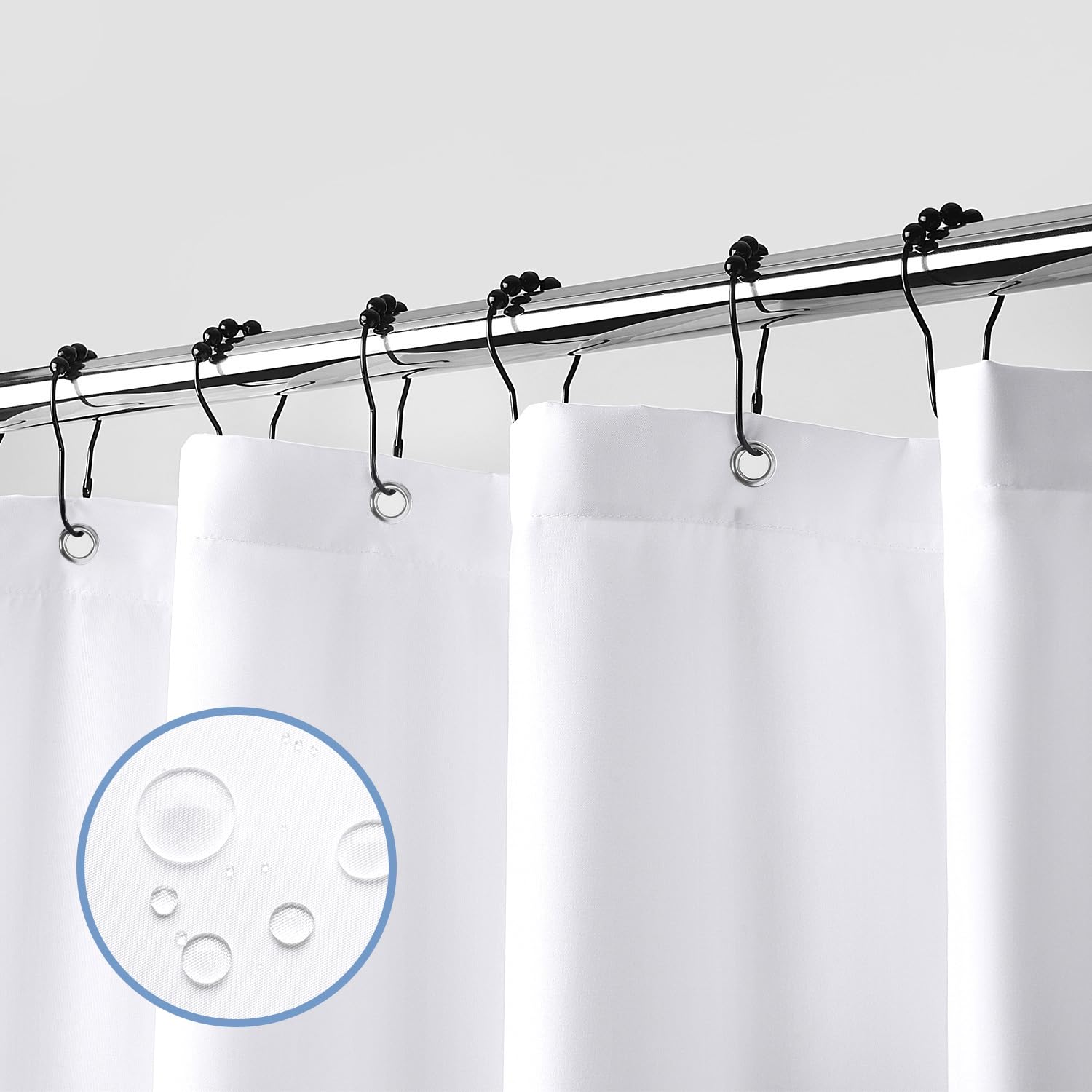 Ready To Ship Polyester Shower Curtain Waterproof Pongee Shower Curtain with Hooks