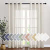 Semi Transparent Living Room Curtains Linen Woven Semi Transparent Privacy Belt Filtered Light Vertical Bedroom Curtains
