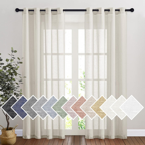 Semi Transparent Living Room Curtains Linen Woven Semi Transparent Privacy Belt Filtered Light Vertical Bedroom Curtains