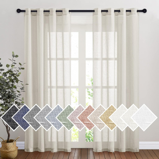 Semi Transparent Living Room Curtains Linen Woven Semi Transparent Privacy Belt Filtered Light Vertical Bedroom Curtains