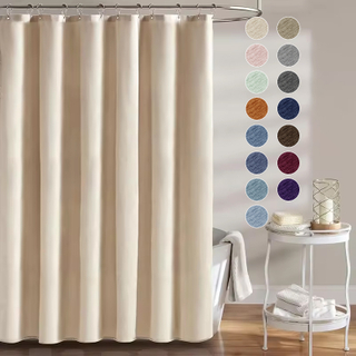 Wholesale Luxury Linen Textured Waterproof Custom Fabric Shower Curtains Simple Style Thicken Hemp Shower Curtain for Bathroom