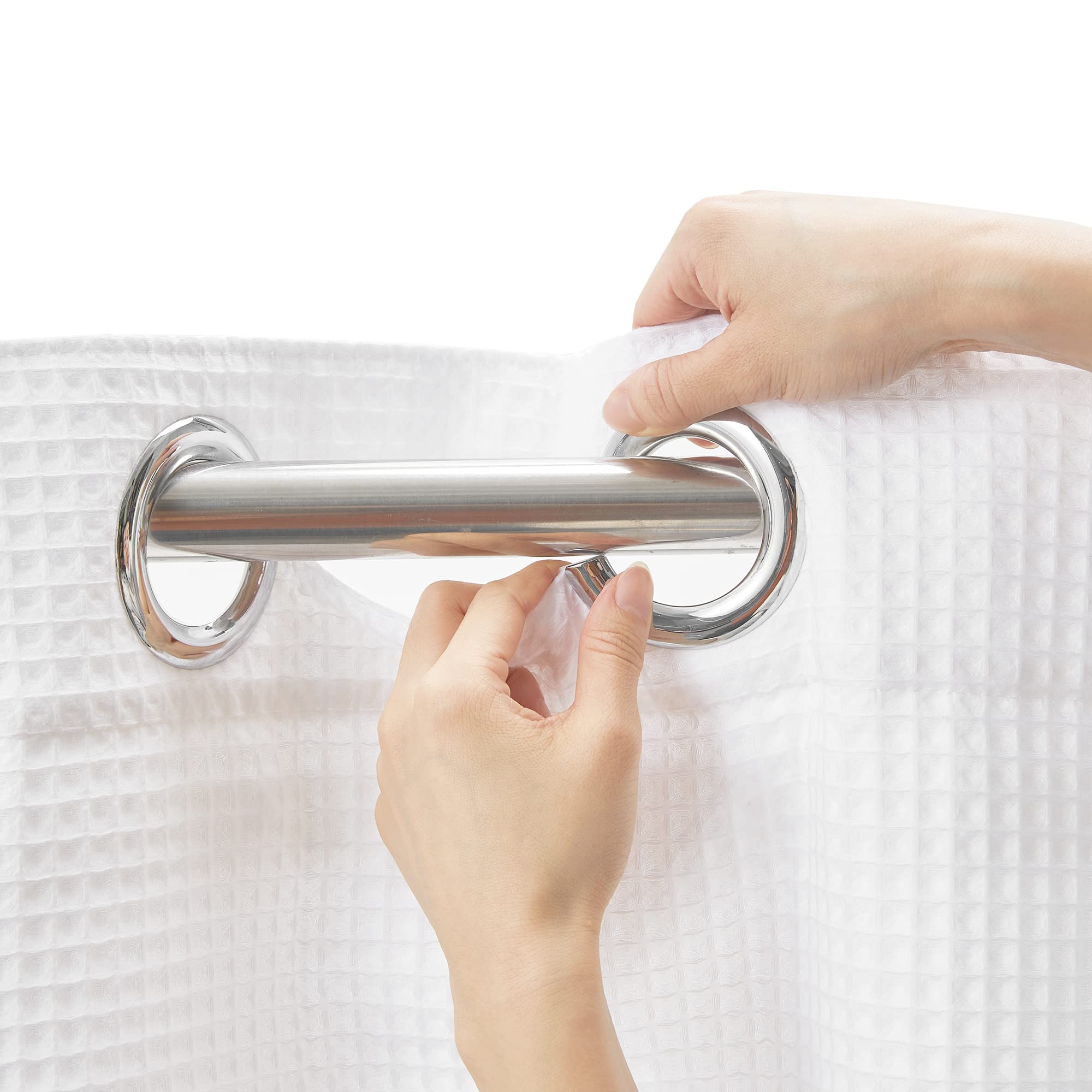 Hookless Waterproof Shower Curtain Set with Embedded Lining Modern Waffle Woven Fabric Hotel Bathroom Shower Curtain
