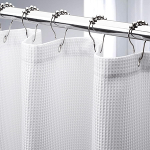 Classic Fabric Waffle Texture Bathroom Curtain Heavy Duty Hotel Bathroom Curtain Waterproof