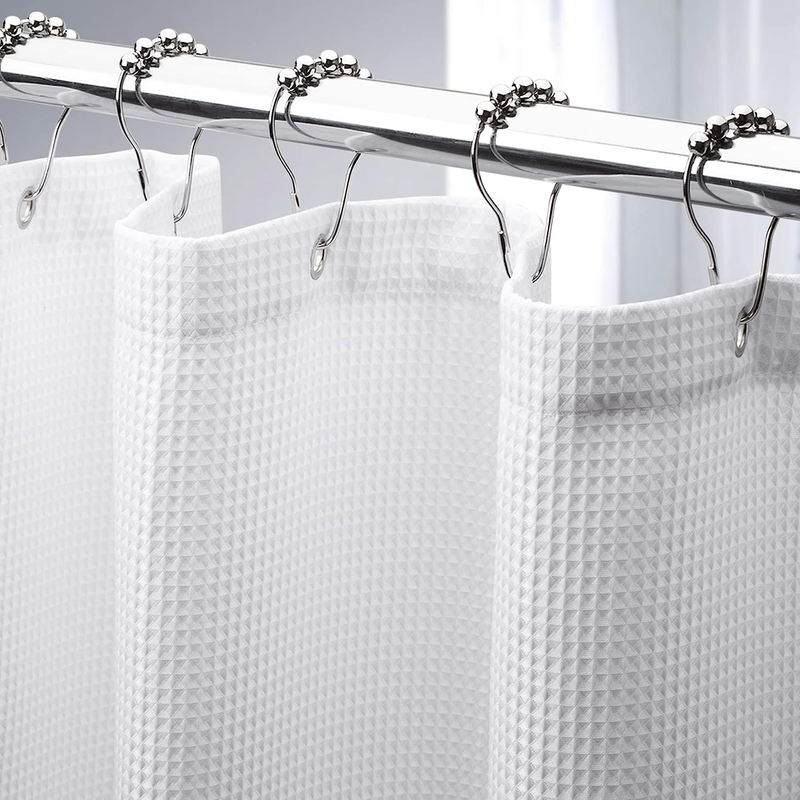Classic Fabric Waffle Texture Bathroom Curtain Heavy Duty Hotel Bathroom Curtain Waterproof