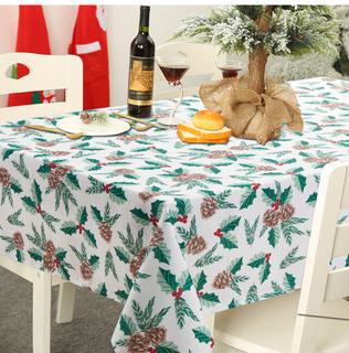 Countryside Tablecloth Retro High-end American Christmas Custom Table Tablecloths with Pine Cone Small Bell Logo