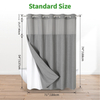 Uvan Hot Sale Luxury No Hook Required Hookless Waterproof Linen Texture Fabric Custom Shower Curtains with Sanp in Line for Bathroom Decor