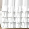 Amazon Hot Selling Waterproof Boho Farmhouse White Solid Color Custom Fabric Shower Curtains Spliced Ruffle Hem for Bathroom Decor