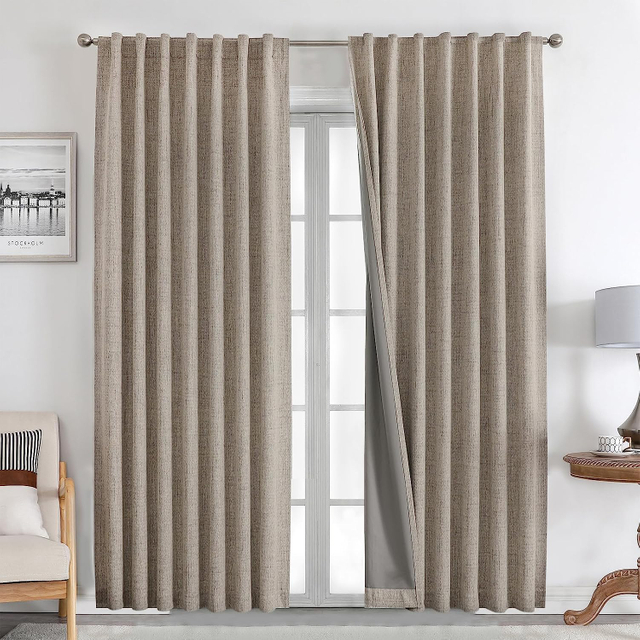Light Blocking Linen Bedroom Curtains 100% Light Blocking And Thermal Insulation Living Room Curtains